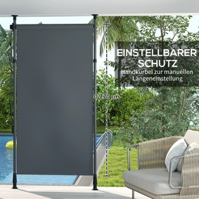 Outsunny Wolnostojąca Markiza, Regulowana Długość, Montaż Bez Wiercenia, Rama z Aluminium, 1,5 x 2,2-3,1 m, Ciemnoszary