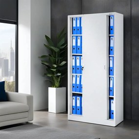 Przesuwna szafa biurowa Kuba 90x40x185 cm szara