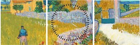Obraz - Vincent van Gogh, Farmhouse in Provence, reprodukcje (z zegarem) (90x30 cm)