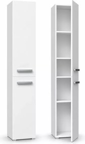 Słupek łazienkowy Nela 2 w kolorze biały mat z srebrnymi uchwytami