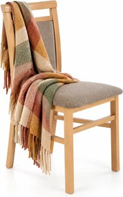 Krzesło drewniane tapicerowane dąb artisan + jasny brąz W8-H45