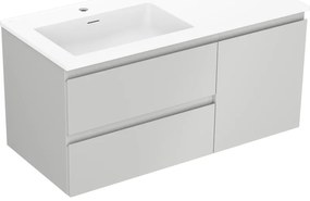 Mexen Orio szafka łazienkowa 100 cm z umywalką Otis lewą, 2S, 1D, szara mat/biała mat - 91A13-10047-3-BBFFF62-W18L01
