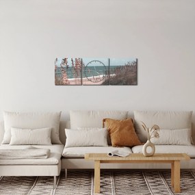 Obraz - Różowa plaża (z zegarem) (90x30 cm)
