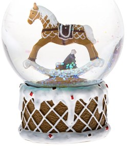 Kula śnieżna z konikiem Piernik, 8 x 10,4 x 8 cm, polyresin