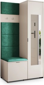 Masseno Garderoba VIRA 95/181/51 cm Nowoczesna Szafa do Przedpokoju Kaszmir, MONOLITH 37 (Butelkowa zieleń)