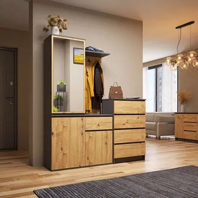 Garderoba klasyczna do przedpokoju szary + dąb artisan G6-B98