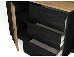 Czarno-naturalna niska komoda w dekorze dębu 92x81 cm Texas – Marckeric