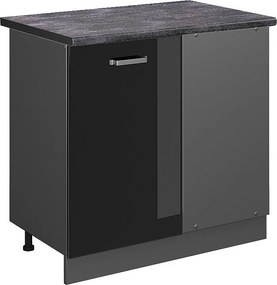 Szafka narożna czarny wysoki połysk 86x60x81.6 r-line