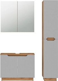 Zestaw mebli łazienkowych dąb/szary w paski 79.6x32x62.5 lotta