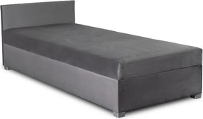 Łóżko Tapczan Młodzieżowe KARO 2 90x200 cm Pojedyncze Szare Welurowe