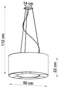 Czarna lampa wisząca z tekstylnym kloszem ø 50 cm Galata – Nice Lamps