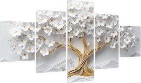 Obraz – Eleganckie drzewo życia 3D pełne kwiatów (125x70 cm)