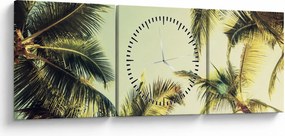 Obraz z palmami kokosowymi (z zegarem) (90x30 cm)