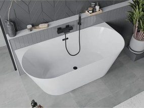 Mexen Oval Slim wanna wolnostojąca przyścienna 170 x 80 cm, biała, przelew czarny - 52661708000-70