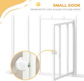 PawHut Bramka dla psów, podwójne ryglowanie, samoczynnie zamykane drzwi, 104 cm wysokości, stal, biały