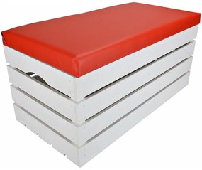Pufa kufer skrzynia drewniana sosnowa siedzisko 80cm malowana biała