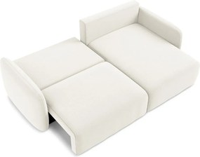 Kremowy aksamitny rozkładany/ze schowkiem narożnik (prawostronny/z szezlongiem) Kalena – Makamii