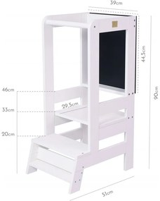 Kitchen helper z tablicą drewniany pomocnik kuchenny dla dziecka, biały - meowbaby®
