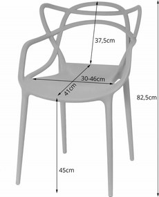 Zestaw 4 czarnych plastikowych krzeseł KATO