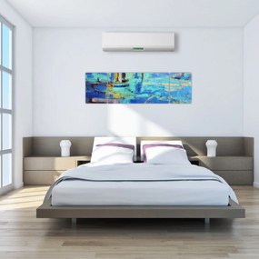 Obraz - Abstrakcyjny obraz olejny (170x50 cm)