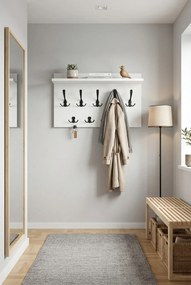 Wieszak Na Ubrania Z Półką Biel Alpejska + Czarny R5-A79