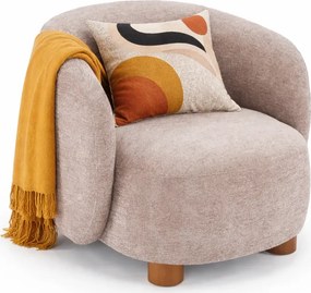 Beżowy drewniany fotel wypoczynkowy do salonu F6-T59