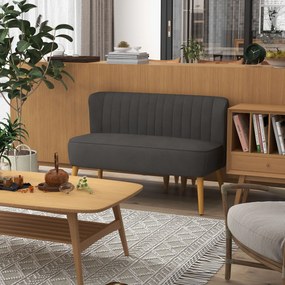 HOMCOM Sofa retro 2osobowa Wymiary 117 dł x 565 szer x 77 wys cm Kolor ciemnoszary | Aosom PL