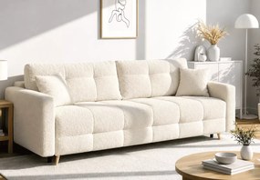 Nowoczesna sofa Elivo z funkcją spania i pojemnikiem na pościel w kolorze beżowym