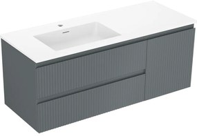 Mexen Rivel szafka łazienkowa 120 cm z umywalką Otis lewą, 2S, 1D, ryflowana, grafit/biała mat - 91A23-12047-3-BBFFF66-W18L01