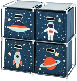 Półka dziecięca z pudełkami tekstylnymi Space, 68x 70 x 35 cm