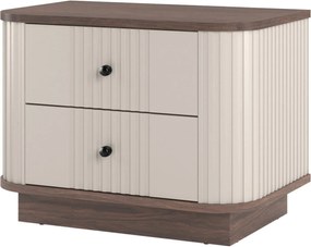 Zestaw szafek nocnych Vesper 56 cm na cokole - kaszmir / orzech / czarne uchwyty