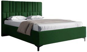 Zielone welurowe łóżko z pojemnikiem i zagłówkiem 4 rozmiary D1-P05