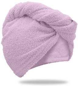 Szybkoschnący turban do włosów frotte jasnofioletowy, 100% bawełna