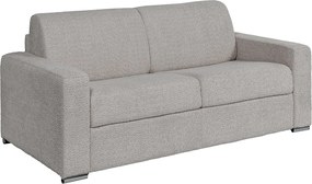 Kanapa 3-osobowa rozkładana typu express z jasnoszarej tkaniny bouclette - Miejsce do spania z szerokimi listewkami 140 cm - Materac 14 cm - CALITO