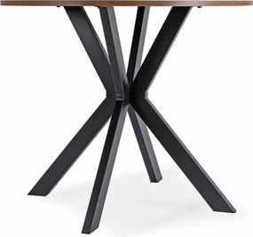 Zestaw Stół Okrągły LAUREN 90 cm Dąb Rustykalny/Czarny i 4 Krzesła PERU Beżowe