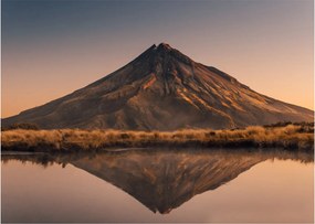 Obraz na szkle odbicia góry Taranaki, Nowa Zelandia (70x50 cm)