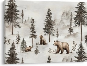 Obraz - Las z niedźwiedziami (70x50 cm)