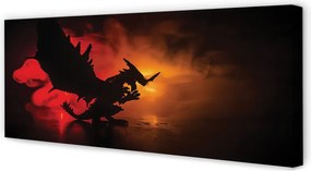 Obraz na płótnie Czarny Smok w Chmurach