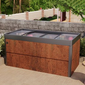 PRIMEYARD 200 x 100 x 77 cm Grządka podwyższona, stal corten, Optyka rdzy, z inspektem ogrodowym - (GFPV00785)