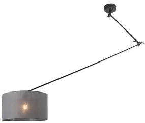 Lampa wisząca czarna z kloszem 35 cm ciemnoszary regulowany - Blitz Nowoczesny Oswietlenie wewnetrzne