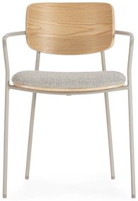 Jasnoszare/w naturalnym kolorze tapicerowane fotele jadalniane zestaw z podłokietnikami Nour – MOME