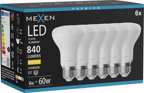 Mexen Nova 6x żarówka LED E27, R63, 8W, Ciepła - 3000K, 840 lm - L104-E27-0830-01x06