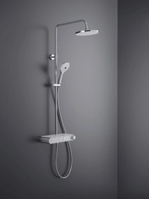 System prysznicowy Duravit z termostatem i szklaną półkąChrom/Biały - 3 Tryby Strumienia