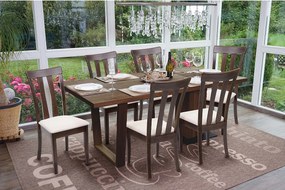 Krzesło do jadalni MCW-G46 (zestaw 6 sztuk),  ciemna rama, beżowe