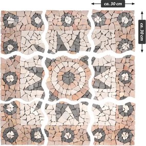 Mozaika marmurowa, motyw kwiatu, o wymiarach 90 x 90 cm.