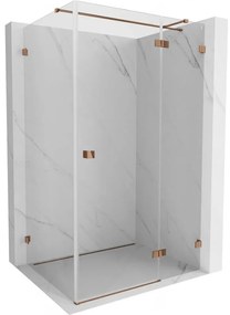 Mexen Lunar T kabina prysznicowa uchylna prawa 75 x 80 cm, transparent, różowe złoto - 834T-075-080-60-00-P