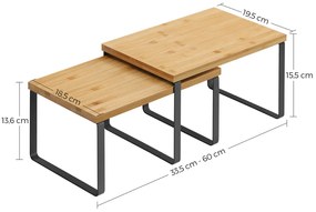 SongmicsHome Zestaw bambusowych organizerów CEZAR, 2 szt., brązowa/czarna