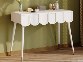 Toaletka 100x40x76cm - z 2 szufladami - nogi stołu metalowe - Biały