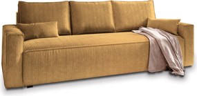 Masseno Sofa MENI z funkcją spania i pojemnikiem na pościel, Rozkładana sofa - Żółty, POSO 01