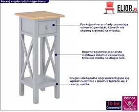 Szary stolik boczny skandynawski Zipro